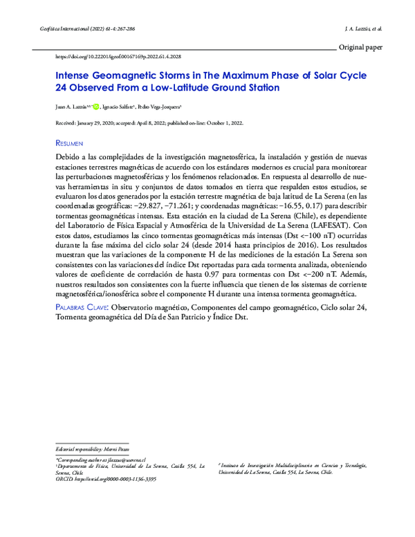 (PDF) Intense Geomagnetic Storms in The Maximum Phase of Solar Cycle 24 ...