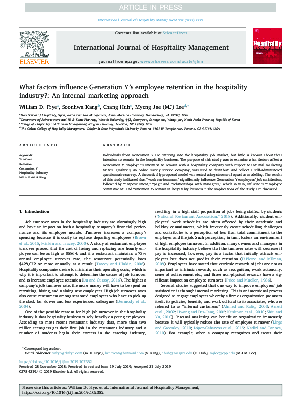 (PDF) What factors influence Generation Y’s employee retention in the ...