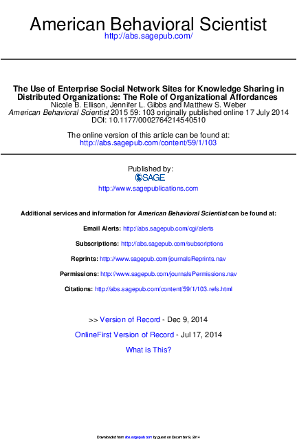 (PDF) The Use of Enterprise Social Network Sites for Knowledge Sharing ...