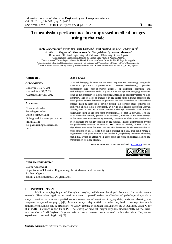 (PDF) Transmission performance in compressed medical images using turbo ...