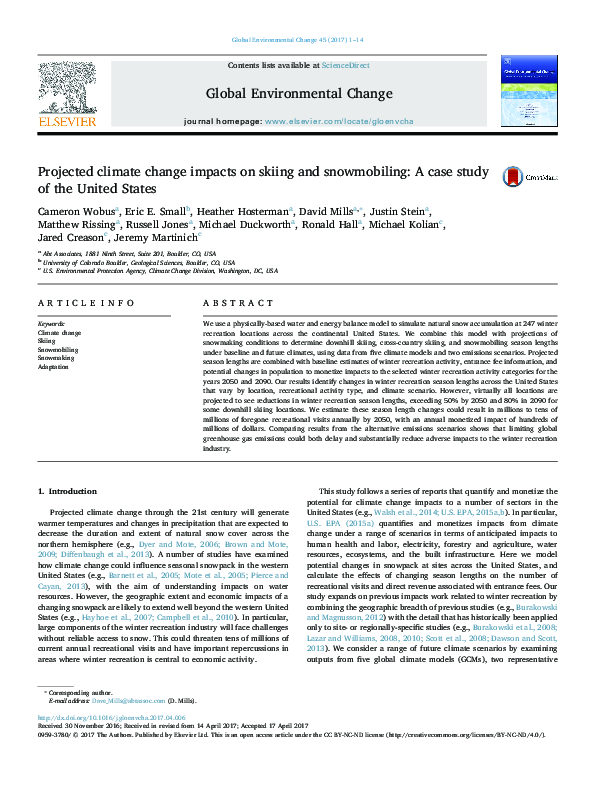 (PDF) Projected climate change impacts on skiing and snowmobiling: A ...