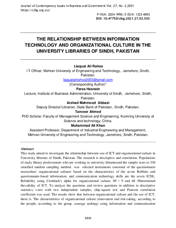 (PDF) The Relationship Between Information Technology and ...