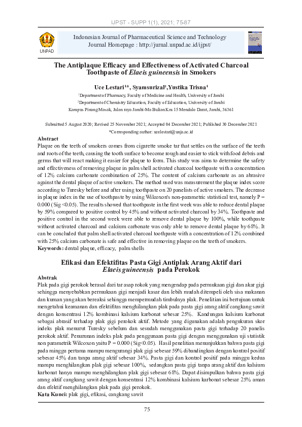 (PDF) The Antiplaque Efficacy and Effectiveness of Activated Charcoal