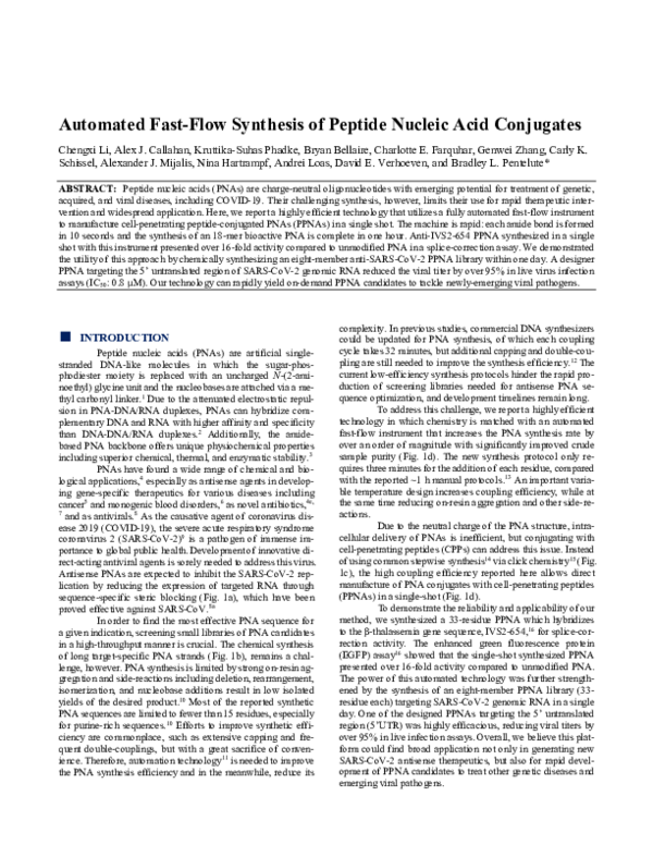 (PDF) Automated Fast-Flow Synthesis of Peptide Nucleic Acid Conjugates