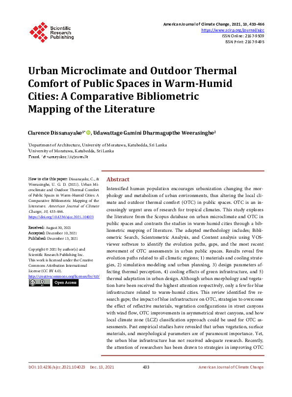 (PDF) Urban Microclimate and Outdoor Thermal Comfort of Public Spaces ...