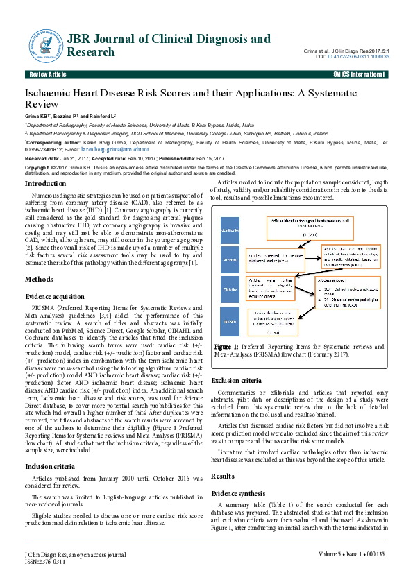 (PDF) Ischaemic Heart Disease Risk Scores and their Applications: A ...