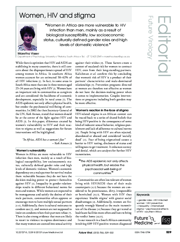 (PDF) Women, HIV and stigma