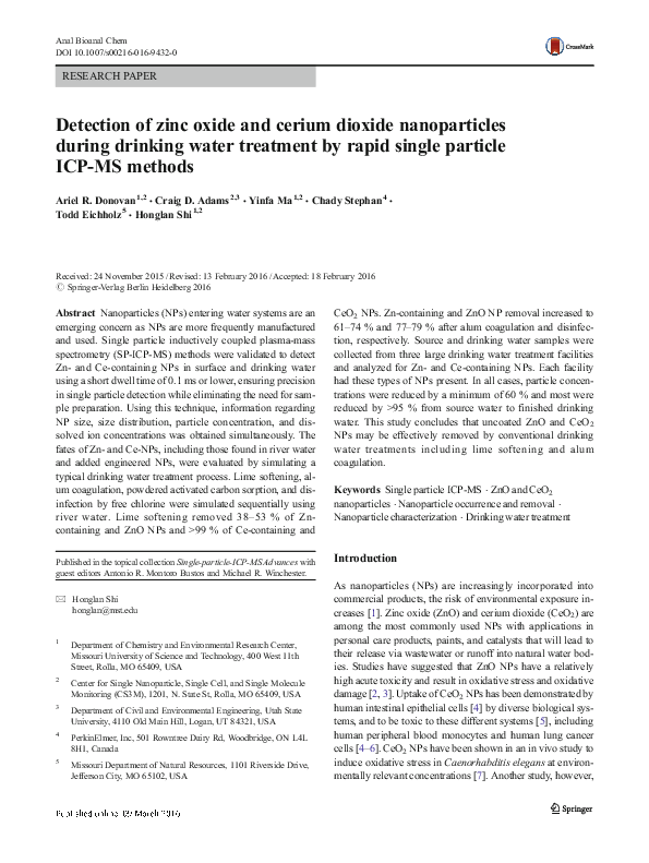 (PDF) Detection of zinc oxide and cerium dioxide nanoparticles during ...