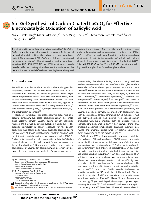 (PDF) Sol-Gel Synthesis of Carbon-Coated LaCoO3for Effective ...