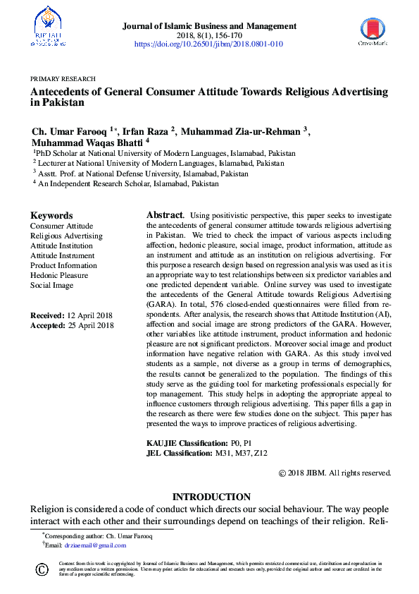 (PDF) Antecedents of General Consumer Attitude Towards Religious ...