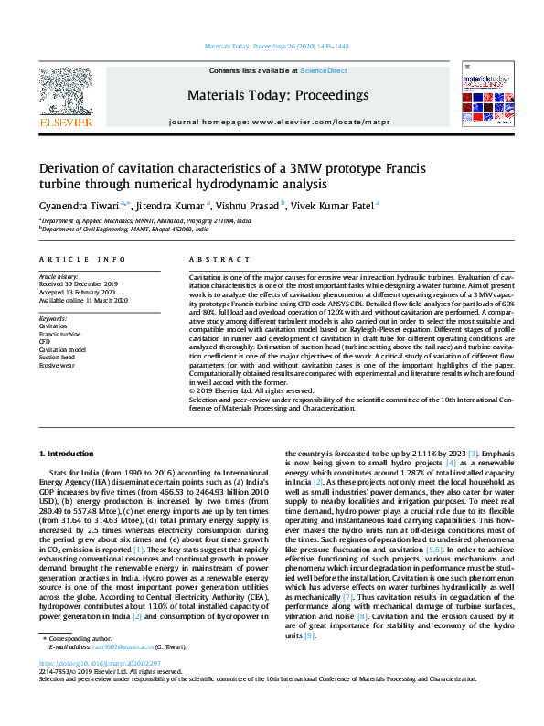 (PDF) Derivation of cavitation characteristics of a 3MW prototype ...