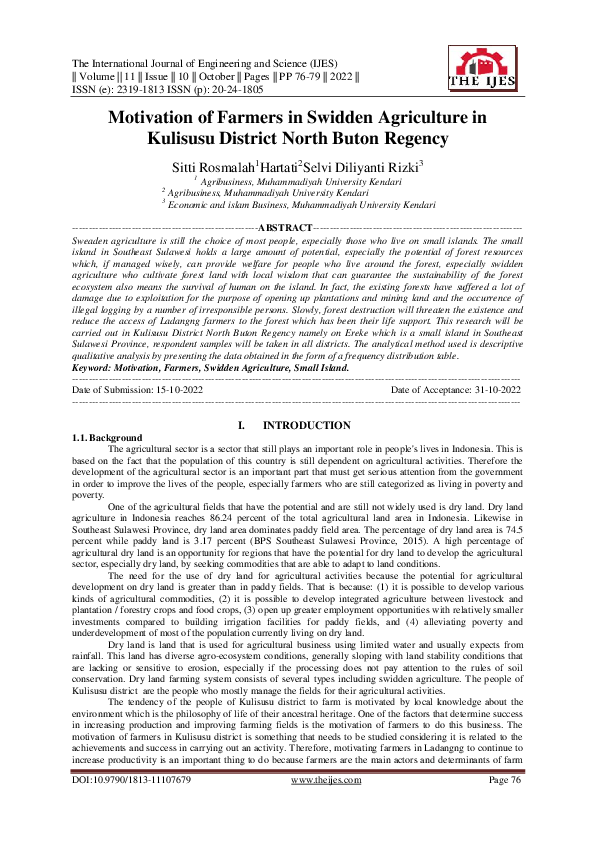 (PDF) Motivation of Farmers in Swidden Agriculture in Kulisusu District ...