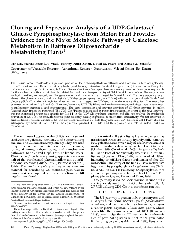 (PDF) Cloning and Expression Analysis of a UDP-Galactose/Glucose ...