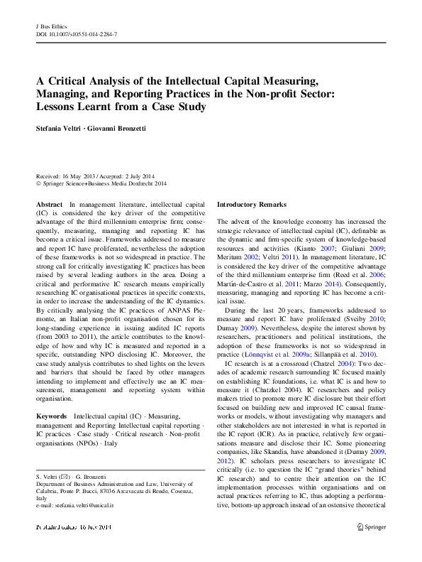 (PDF) A Critical Analysis of the Intellectual Capital Measuring ...