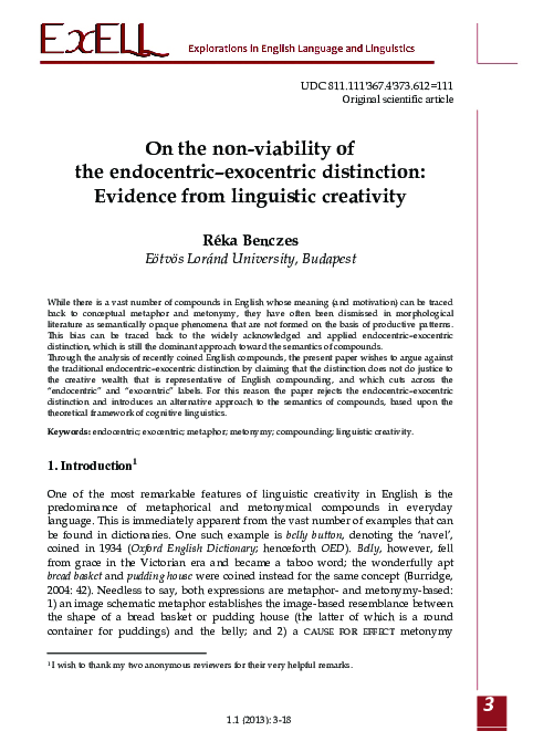 (PDF) On the non-viability of the endocentric–exocentric distinction ...