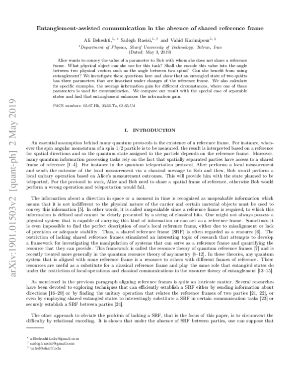 (PDF) Entanglement in Frame-Independent Communication