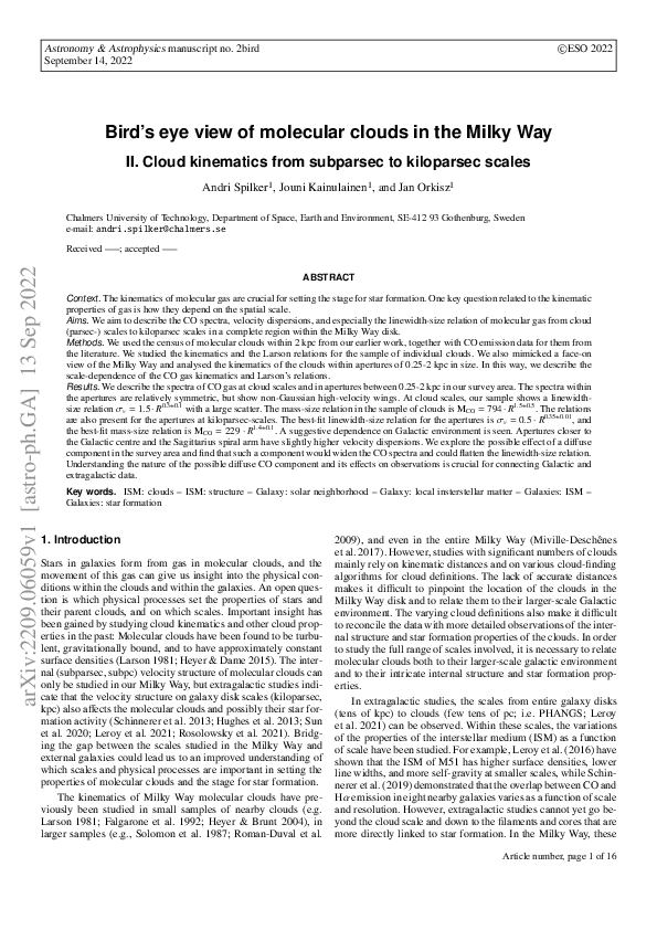 (PDF) Bird's-eye view of molecular clouds in the Milky Way: II. Cloud ...