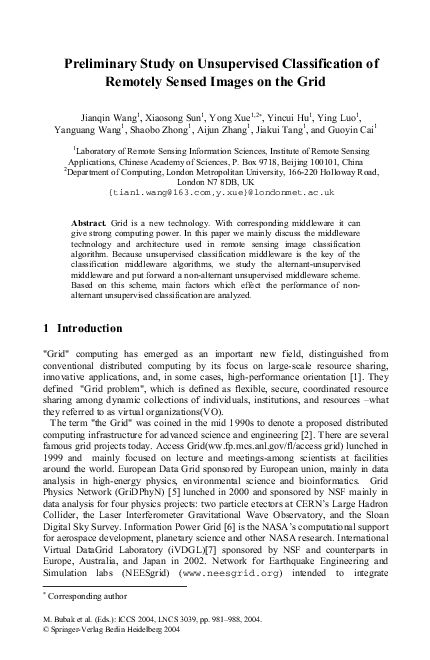 (PDF) Preliminary Study on Unsupervised Classification of Remotely ...