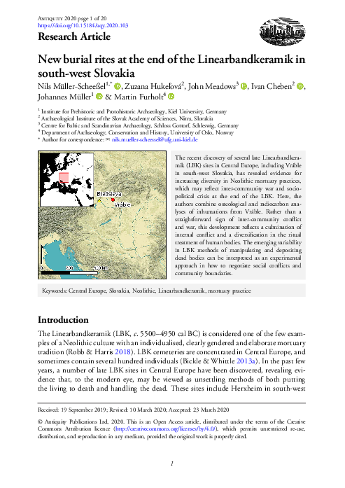 (PDF) New burial rites at the end of the Linearbandkeramik in south ...