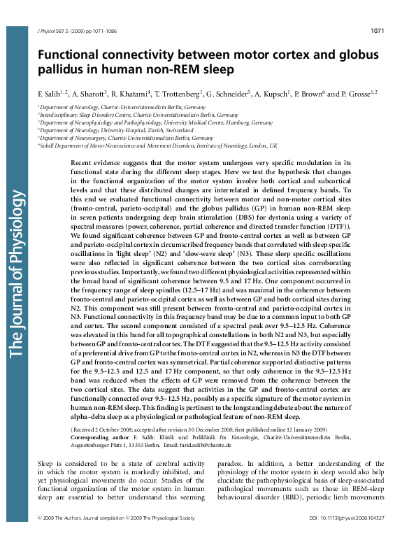 (PDF) Functional connectivity between motor cortex and globus pallidus ...