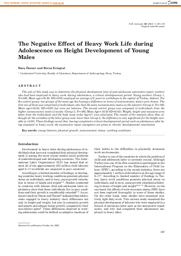 (PDF) The negative effect of heavy work life during adolescence on ...