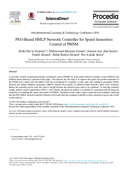 (PDF) PSO-Based HMLP Network Controller for Speed Sensorless Control of ...