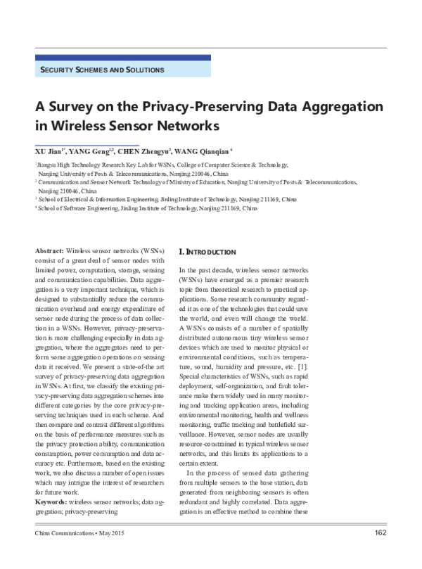 (PDF) A survey on the privacy-preserving data aggregation in wireless ...