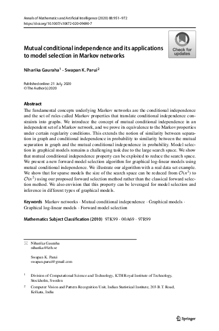 (PDF) Mutual conditional independence and its applications to model ...