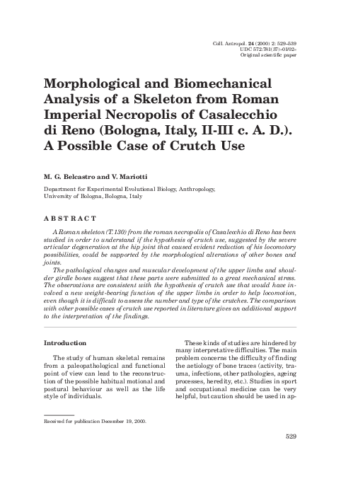 (PDF) Morphological and biomechanical analysis of a skeleton from Roman ...