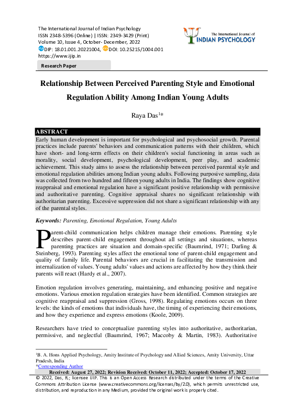 (PDF) Relationship Between Perceived Parenting Style and Emotional ...