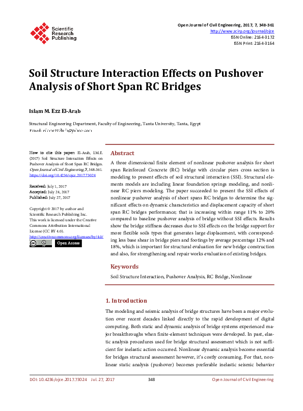 (PDF) Soil Structure Interaction Effects on Pushover Analysis of Short ...