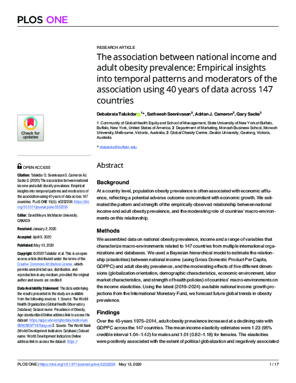 (PDF) The association between national income and adult obesity ...