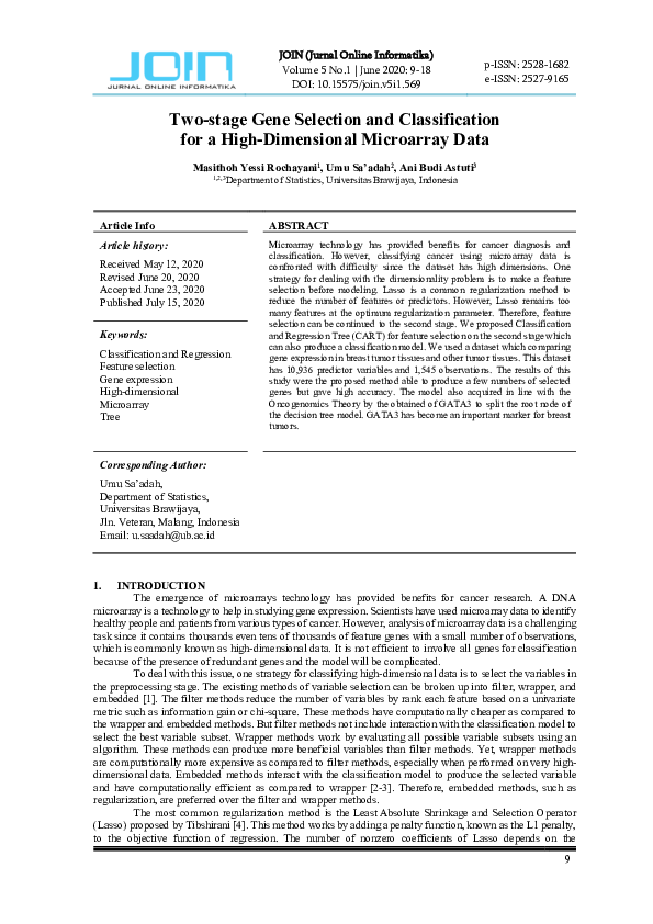 (PDF) Two-stage Gene Selection and Classification for a High ...