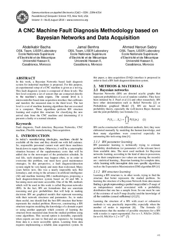 (PDF) A CNC Machine Fault Diagnosis Methodology based on Bayesian ...