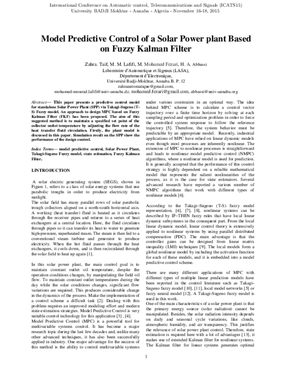 (PDF) Model Predictive Control of a Solar Power plant Based on Fuzzy ...