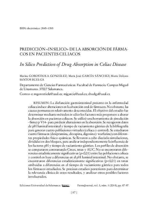 (PDF) In Silico Prediction of Drug Absorption in Celiac Disease