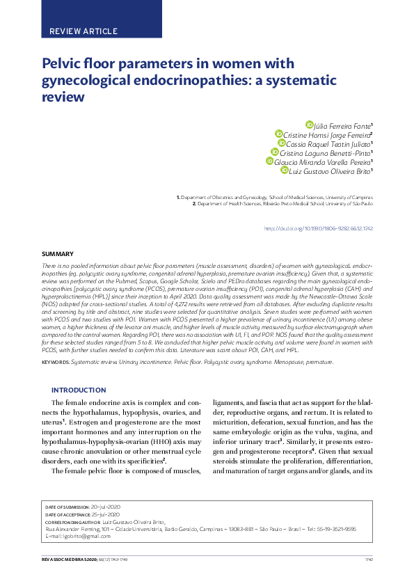 (PDF) Pelvic floor parameters in women with gynecological ...