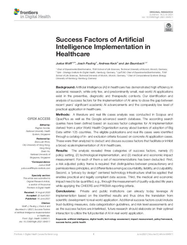 (PDF) Success Factors of Artificial Intelligence Implementation in ...