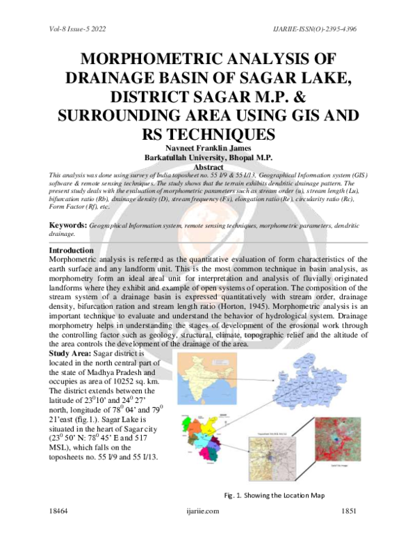 (PDF) MORPHOMETRIC ANALYSIS OF DRAINAGE BASIN OF SAGAR LAKE, DISTRICT ...