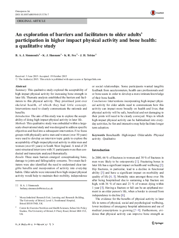 (PDF) An exploration of barriers and facilitators to older adults ...