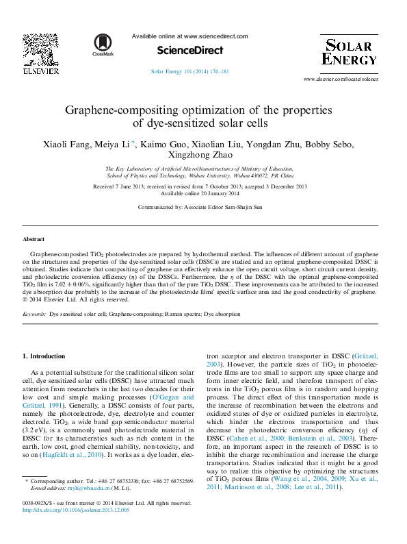 (PDF) Graphene-compositing optimization of the properties of dye ...