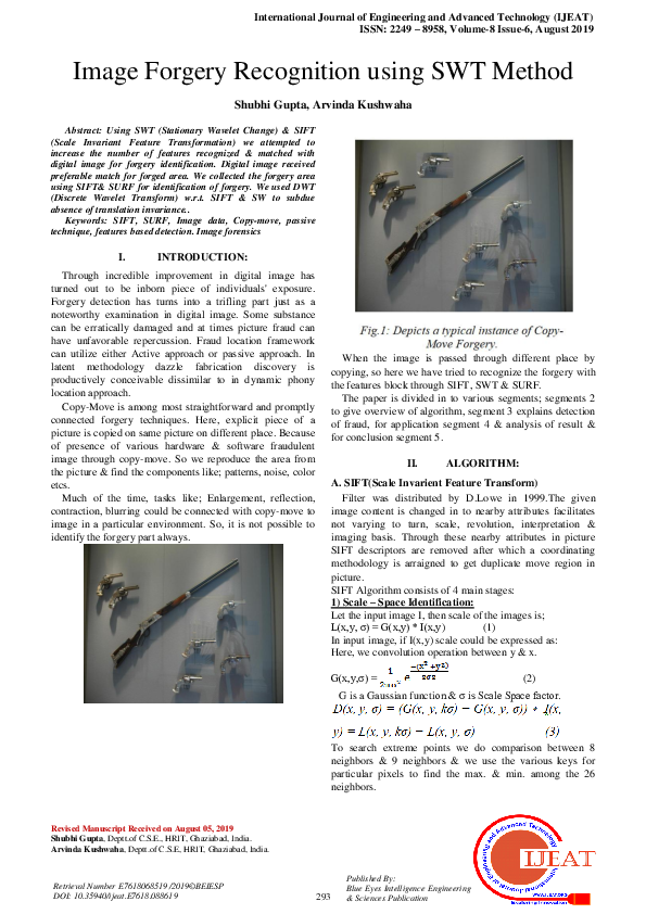 (PDF) Image Forgery Recognition using SWT Method