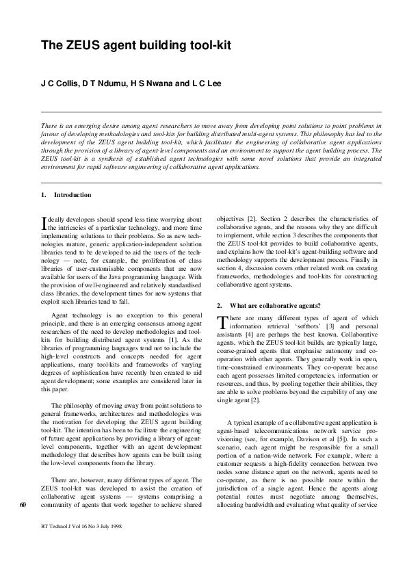 (PDF) The ZEUS Agent Building Toolkit h Nwana Academia.edu