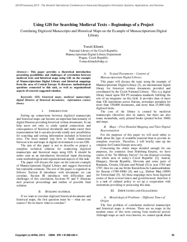 (PDF) Using GIS for Searching Medieval Texts-Beginnings of a Project ...