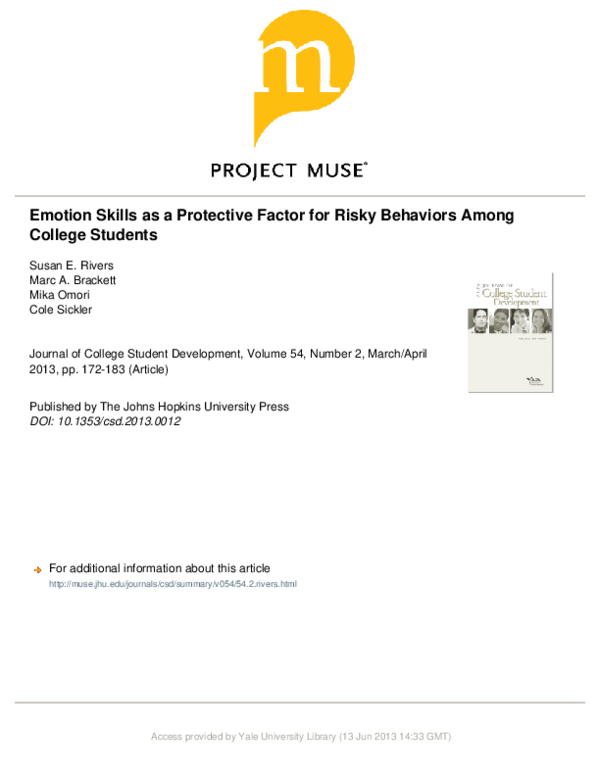 (PDF) Emotion Skills as a Protective Factor for Risky Behaviors Among ...