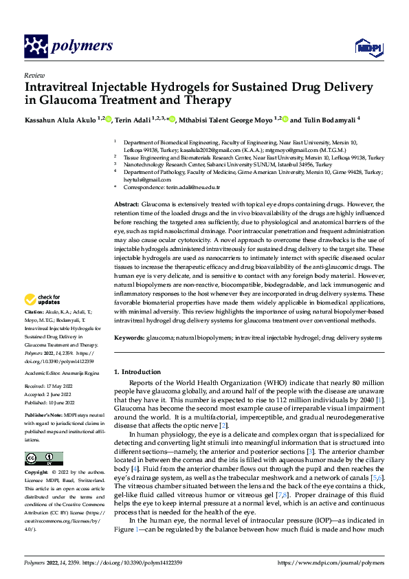 (PDF) Intravitreal Injectable Hydrogels for Sustained Drug Delivery in ...