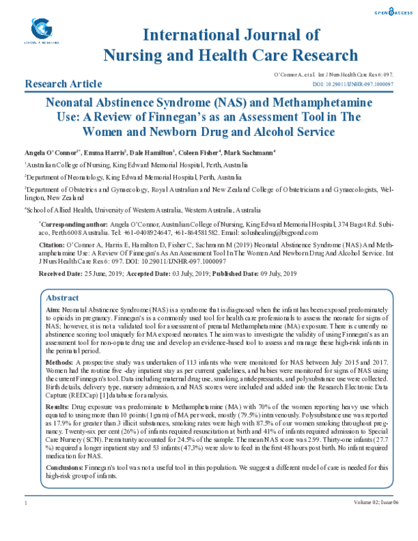 (PDF) Neonatal Abstinence Syndrome Nas and Methamphetamine Use a Review