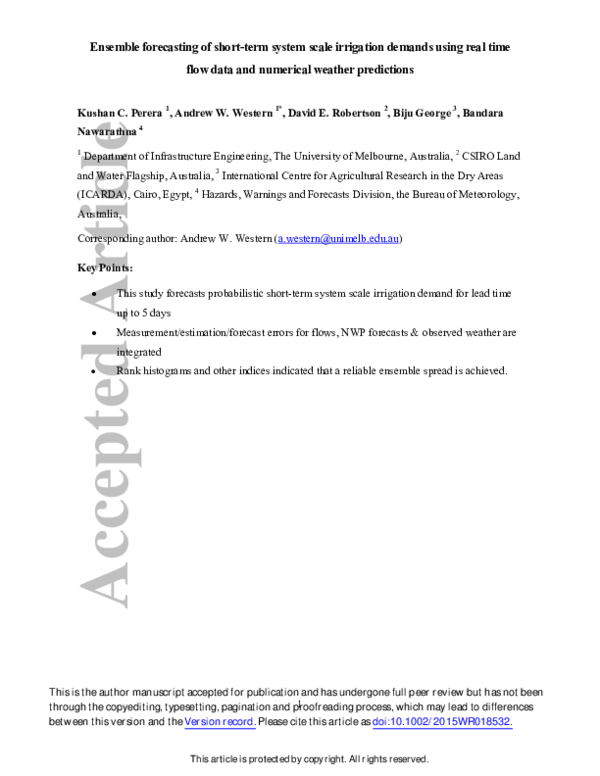 (PDF) Ensemble forecasting of short-term system scale irrigation ...