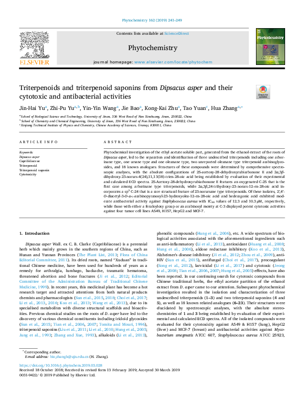 (PDF) Triterpenoids and triterpenoid saponins from the aerial parts of ...