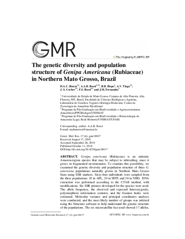(PDF) Research Article The genetic diversity and population structure ...